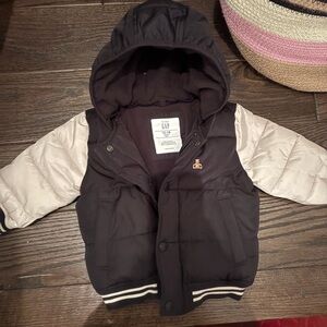 GAP Kids Black and Cream Puffer Jacket